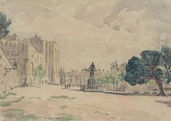 Landscape At Cagnes (renoirs House) Oil Painting by Joseph-Victor Roux-Champion