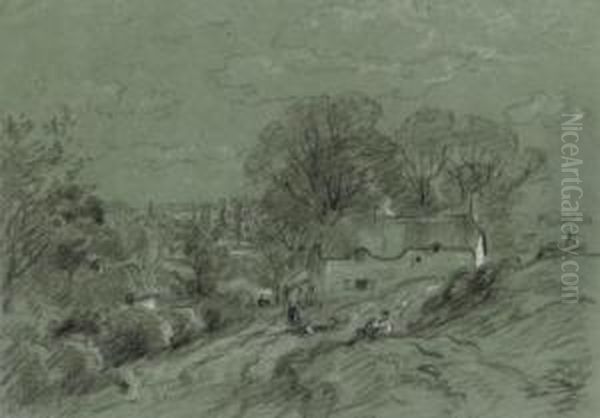 Wimborne Church Oil Painting by George James Rowe