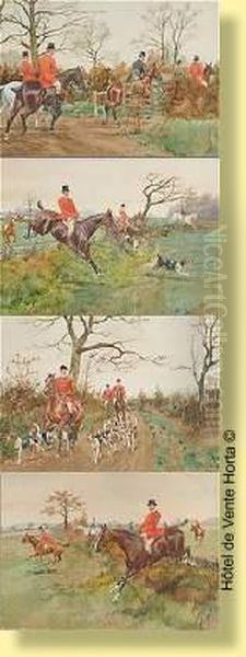 Scenes De Chasse A Courre Oil Painting by George Derville Rowlandson