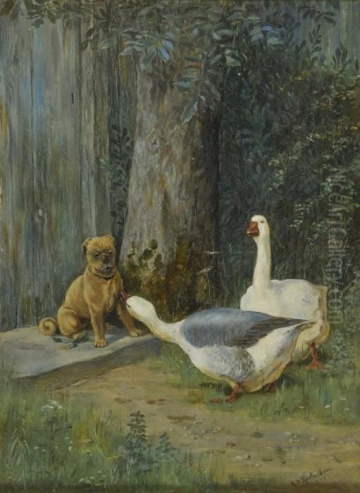 Cornered Signed And Dated 1888 Oil Painting by George Derville Rowlandson