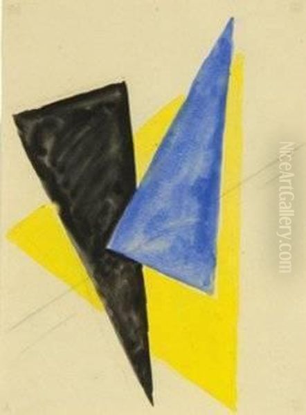 Composition With Three Triangles Oil Painting by Olga Rozanova