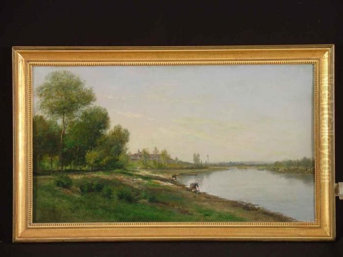 Wascherinnen Am Fluss Oil Painting by Jules Rozier