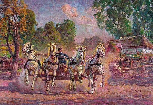 Pedzaca Czworka Oil Painting by Zygmunt Rozwadowski