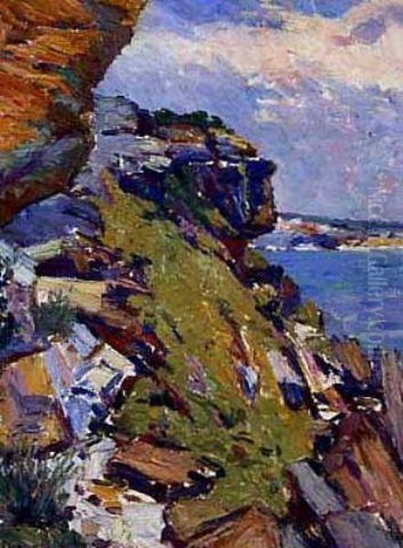 Blue Fish Point Oil Painting by Anthony Datillo Rubbo