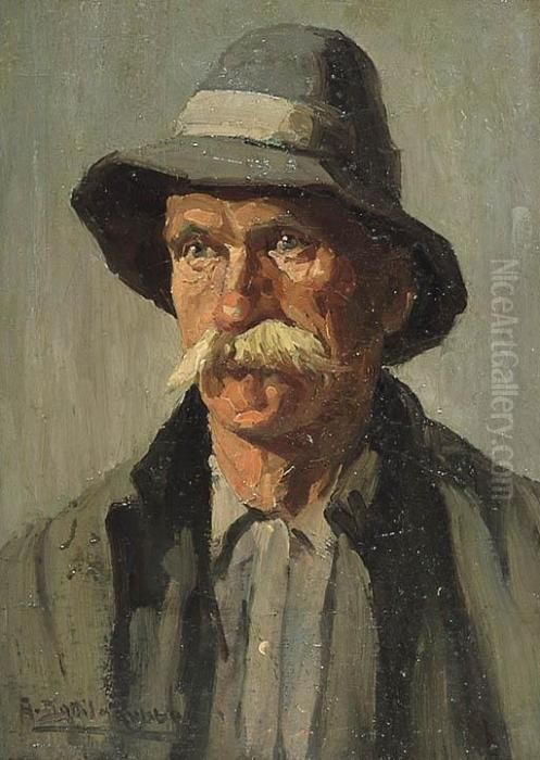 A Bushman Oil Painting by Anthony Datillo Rubbo
