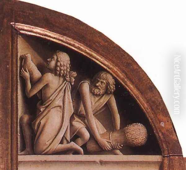 The Ghent Altarpiece- The Offering of Abel and Cain 1425-29 Oil Painting by Jan Van Eyck