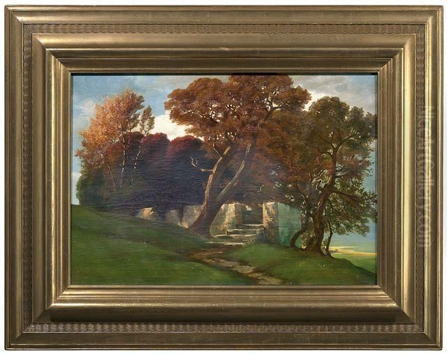 Tempelruine Im Herbst Oil Painting by Hermann Rudisuhli