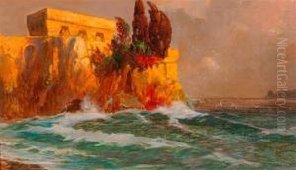 Zitadelle An Sudlicher Kuste. Oil Painting by Hermann Rudisuhli