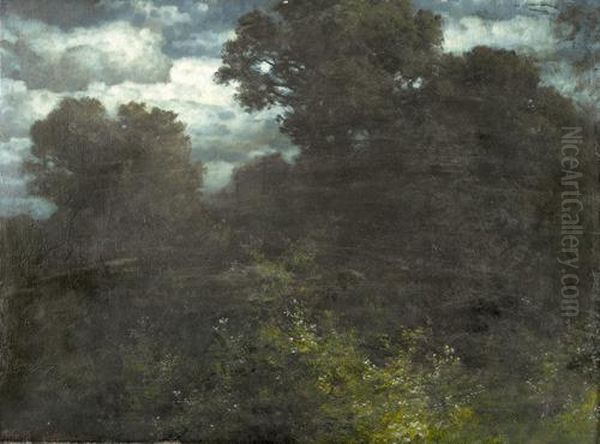 Waldstuck In Nachtlichem Licht. Oil Painting by Hermann Rudisuhli