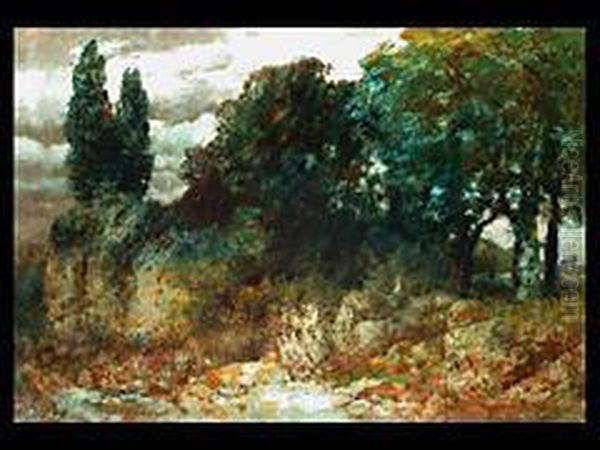 Gewitter-wolken Uber Baumlandschaft Oil Painting by Hermann Rudisuhli