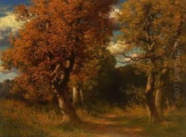 Herbstwald. Oil Painting by Hermann Rudisuhli