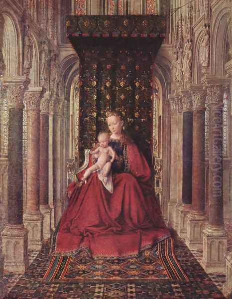 Marienplatz altar, Dresdner triptych, middle panel, Mary with child Oil Painting by Jan Van Eyck