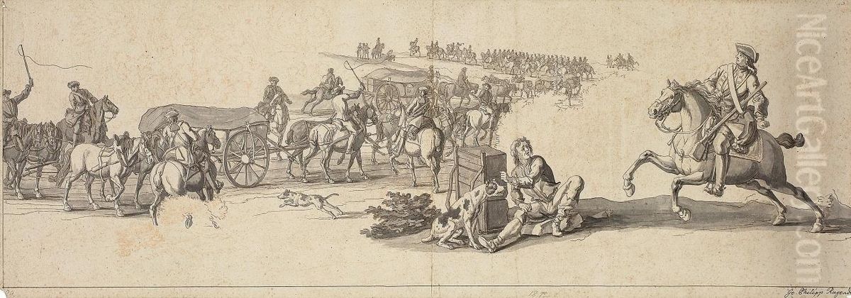 Kavallerie Oil Painting by Georg Philipp Rugendas I