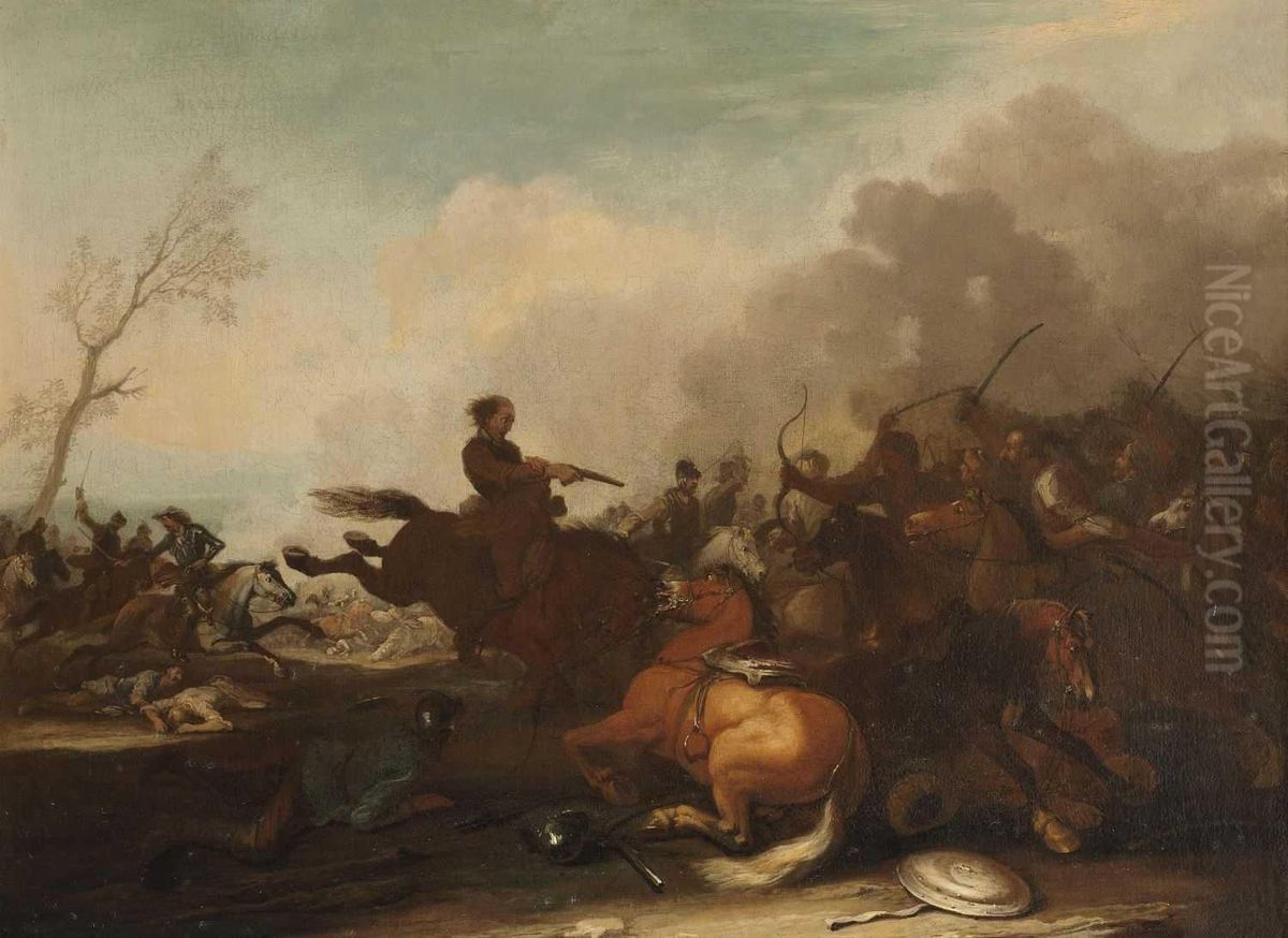 Reiterschlacht Oil Painting by Georg Philipp Rugendas I