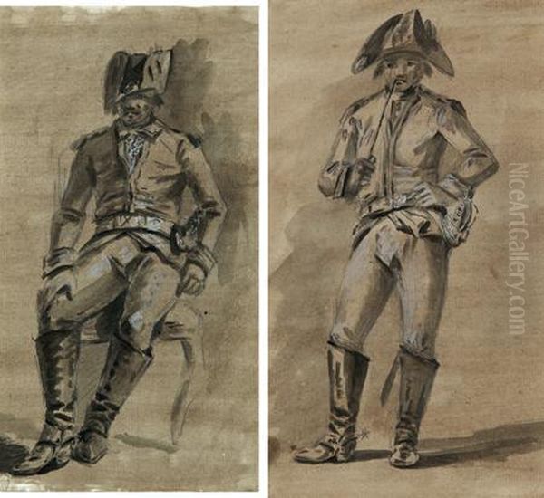 Deux Etudes De Soldats En Pied Oil Painting by Georg Philipp Rugendas I