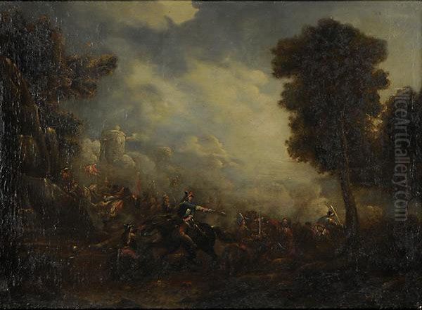Battaglia Di Cavalleria Oil Painting by Georg Philipp Rugendas I