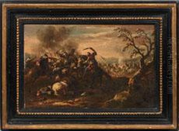 Reiterschlacht In Den Turkenkriegen Oil Painting by Georg Philipp Rugendas I