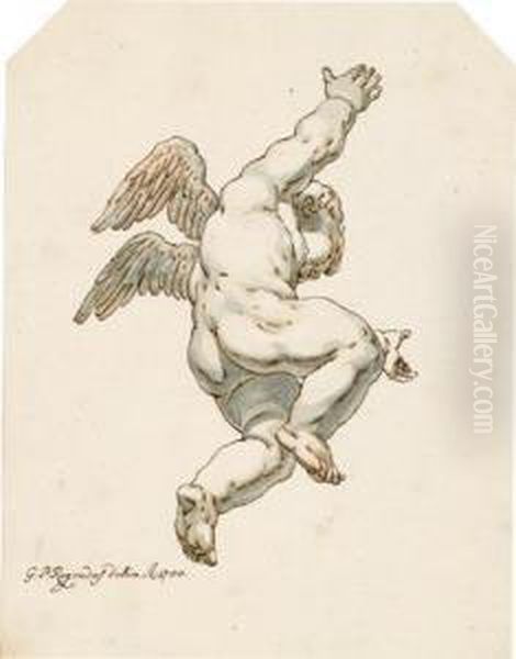 A Study Of A Winged Putto Oil Painting by Georg Philipp Rugendas I