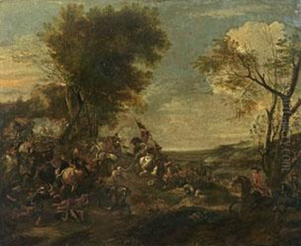 Reiterschlacht Oil Painting by Georg Philipp Rugendas I