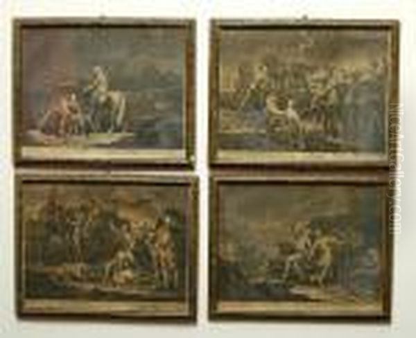 Scena Di Vita Contadina Con Figure Ed Animali Oil Painting by Georg Philipp Rugendas I