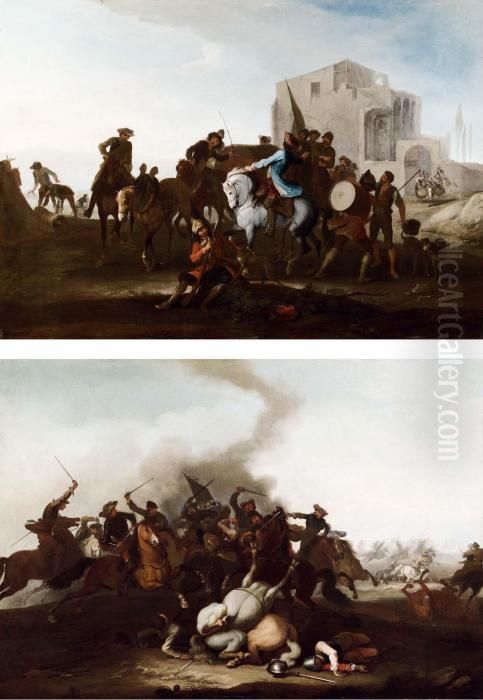 Battaglia Oil Painting by Georg Philipp Rugendas I