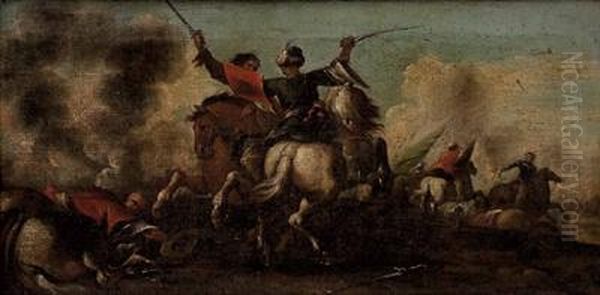 Reitergefecht Aus Denturkenkriegen Oil Painting by Georg Philipp Rugendas I