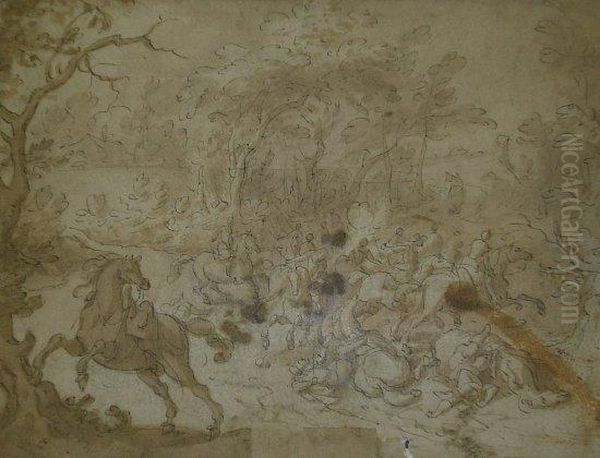 Cavalerie En Deroute Oil Painting by Georg Philipp Rugendas I