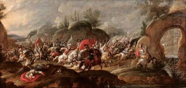 Scena Di Battaglia Oil Painting by Georg Philipp Rugendas I