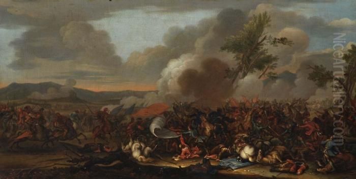 Battaglia Con Cavalieri Oil Painting by Georg Philipp Rugendas I