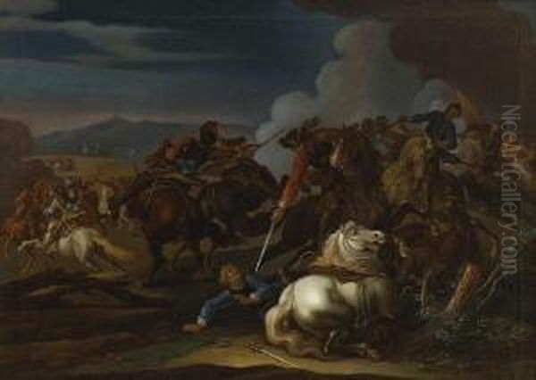 Reiterschlacht. Oil Painting by Georg Philipp Rugendas I