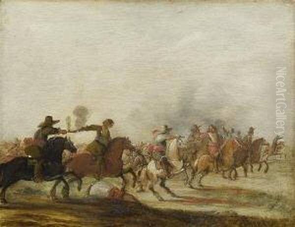 Reiterschlachten. Oil Painting by Georg Philipp Rugendas I