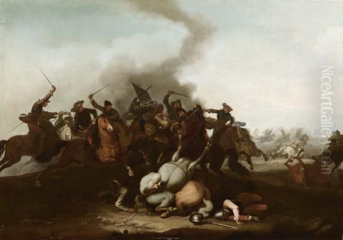 Sosta Di Cavalieri Oil Painting by Georg Philipp Rugendas I