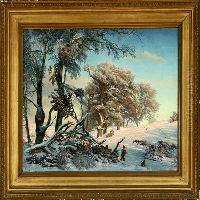 Scenery. Signed And Dated G. Rp. 1861 Oil Painting by Gotfred Rump