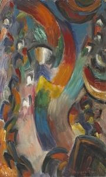 Synchromie In Orange Oil Painting by Morgan Russell