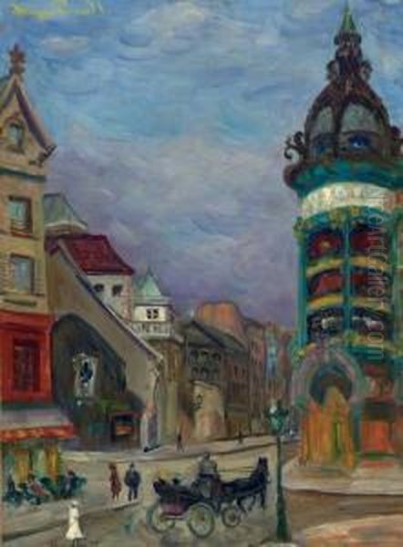Paris Street Scene Oil Painting by Morgan Russell