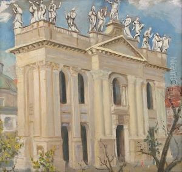 Saint John Lateran Church Oil Painting by Morgan Russell