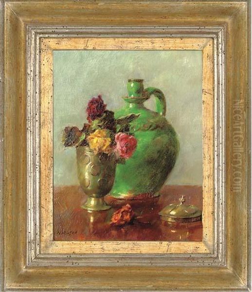 Roses In A Pot Oil Painting by Walter Westley Russell