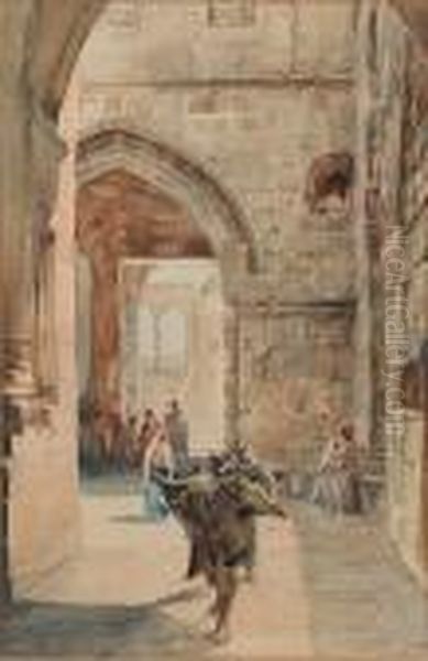 A Jerusalem Gate; Another, A Pair Oil Painting by Anna Rychter-May