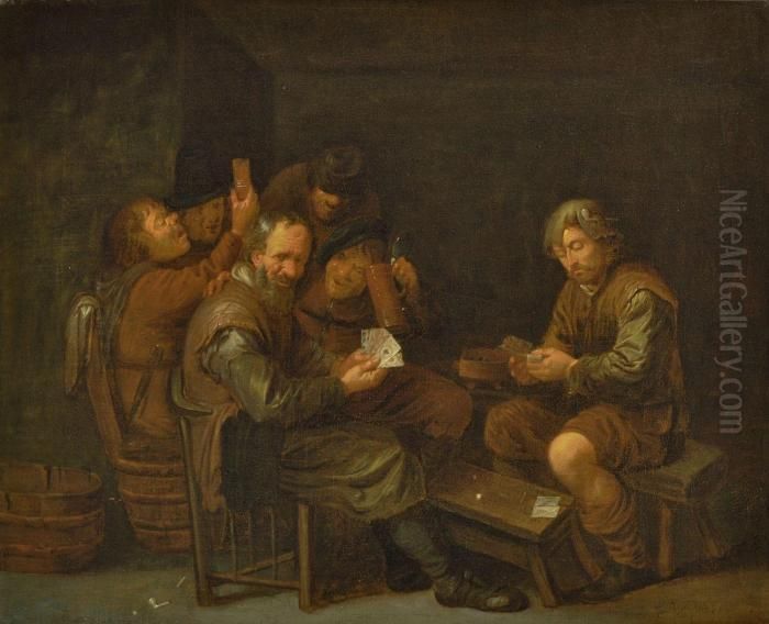 Bauern Beim Kartenspiel Oil Painting by David The Younger Ryckaert