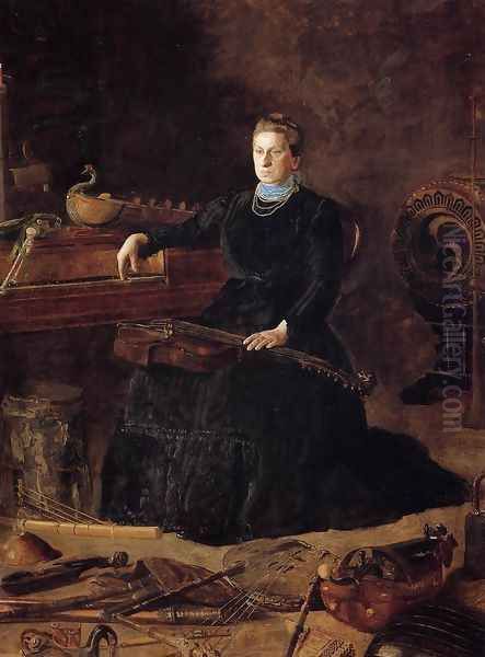 Antiquated Music (or Portrait of Sarah Sagehorn Frishmuth) Oil Painting by Thomas Cowperthwait Eakins