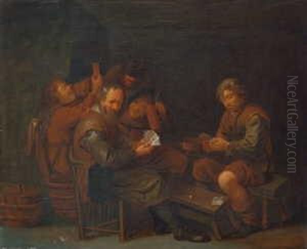 Kartenspielende Bauern. Ol Auf 
Leinwand (doubliert). H 48,5; B 59,5 Cm. Die Bauerlichen Interieurs Und 
Genreszenen Ryckaerts Haben Mitunter Ahnlichkeit Mit Denen G. Van 
Tilborghs. W. Bernt Schreibt Uber Ihn: 