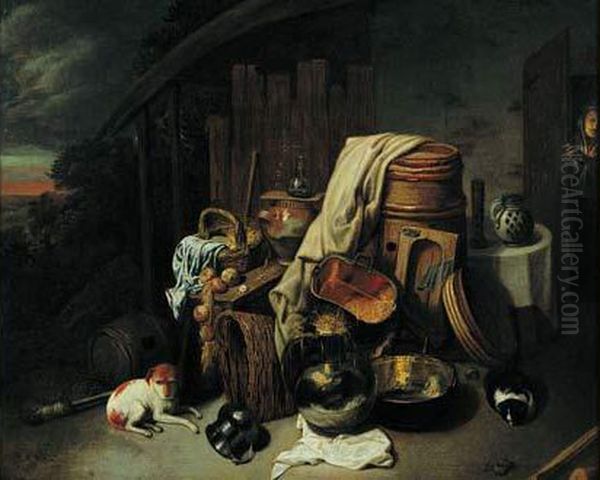 Nature Morte Aux Ustensiles De Cuisine Oil Painting by Frans, Francois Ryckhals