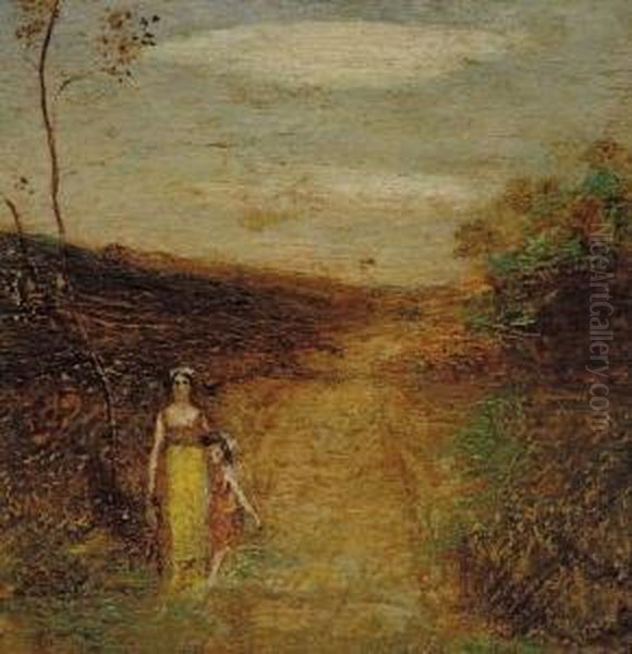 Landscape Of Woman And Child Oil Painting by Albert Pinkham Ryder