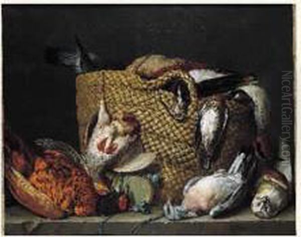 Nature Morte A La Sarcelle, Pigeon Ramier, Perdreau Gris,becasse,
 Grive Et Faisan Oil Painting by Pieter Rysbrack