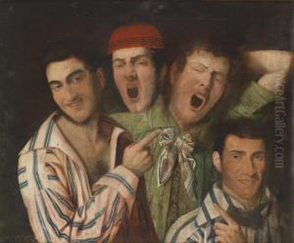 Men Yawning Oil Painting by Luigi Sabatelli