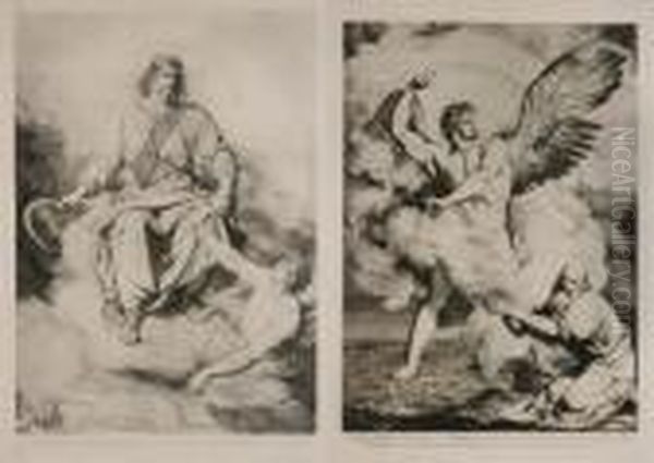 Et Vidi Alium Angelum Fortem Et 
Iris In Capite Eius Et Abii Ad Angelum, Ut Daret Mihi Librum. Apoc. C. X Oil Painting by Luigi Sabatelli