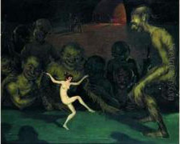 Una Espagnola En El Infierno,1929 Oil Painting by Daniel Sabater Y Salabert