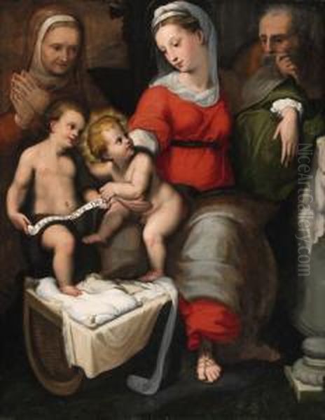 The Holy Family With Saint Anne And The Infant Saint John Thebaptist Oil Painting by Lorenzo Sabatini