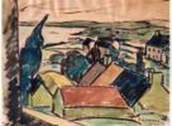 Village Au Bord De Mer (1920) Oil Painting by Georges-Hanna Sabbagh