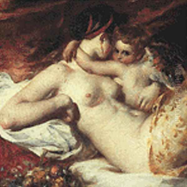 Venus And Cupid Oil Painting by William Etty